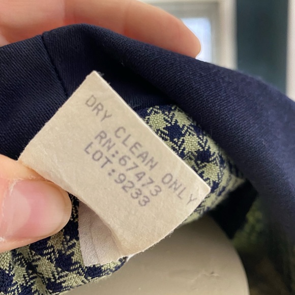 Petite sophisticate checkered double breasted navy & green/beige size 2p blazer - Picture 7 of 7